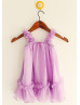 Purple Chiffon Beach Knee Length Flower Girl Dress